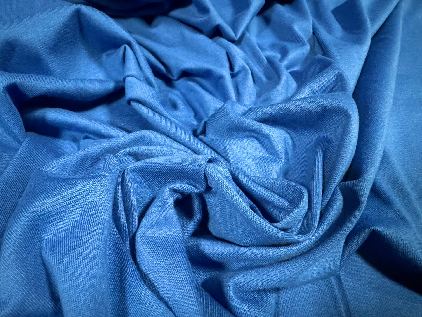 Cotton spandex stretch single jersey fabric, per metre - plain - cobalt blue