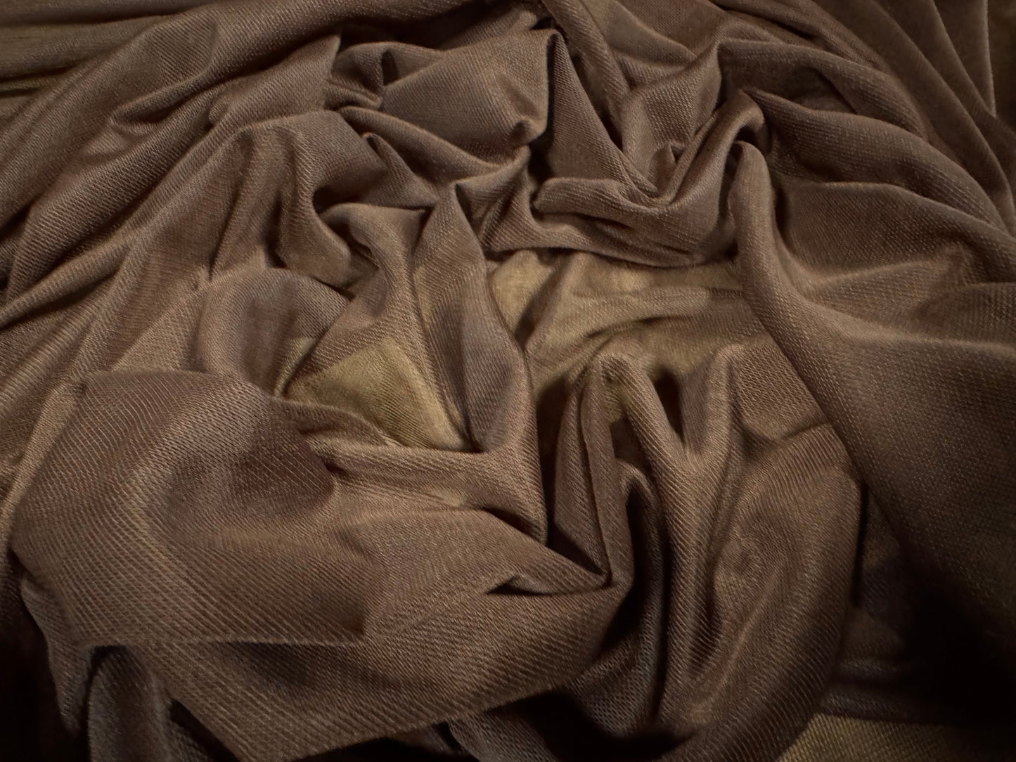 Power mesh net stretch spandex fabric, per metre - plain - chocolate brown