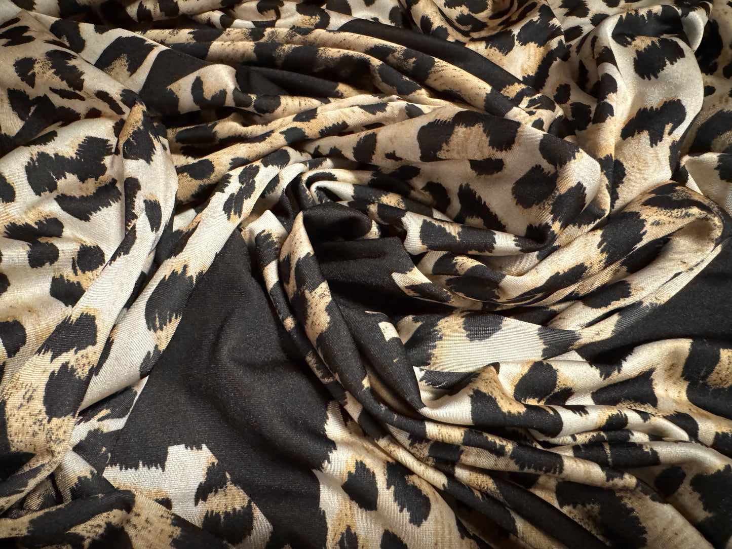 Swimwear stretch spandex jersey fabric, per metre - stars & leopard print - light gold