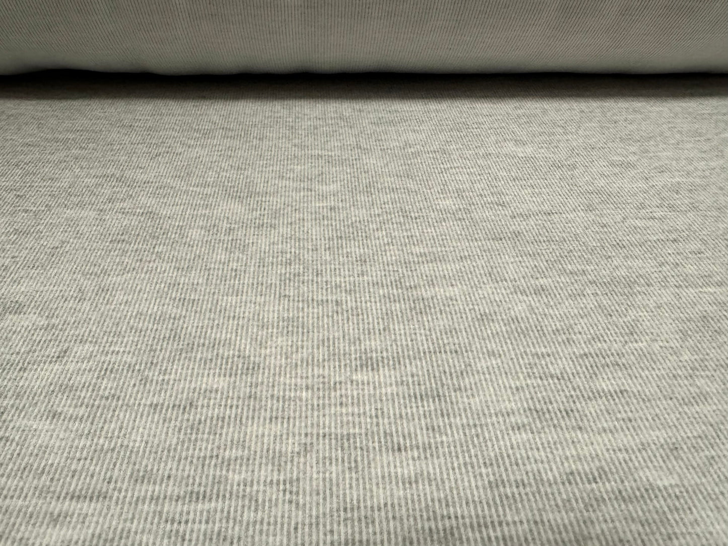 Finely ribbed stretch sweatshirt fleece fabric, per metre - grey marl