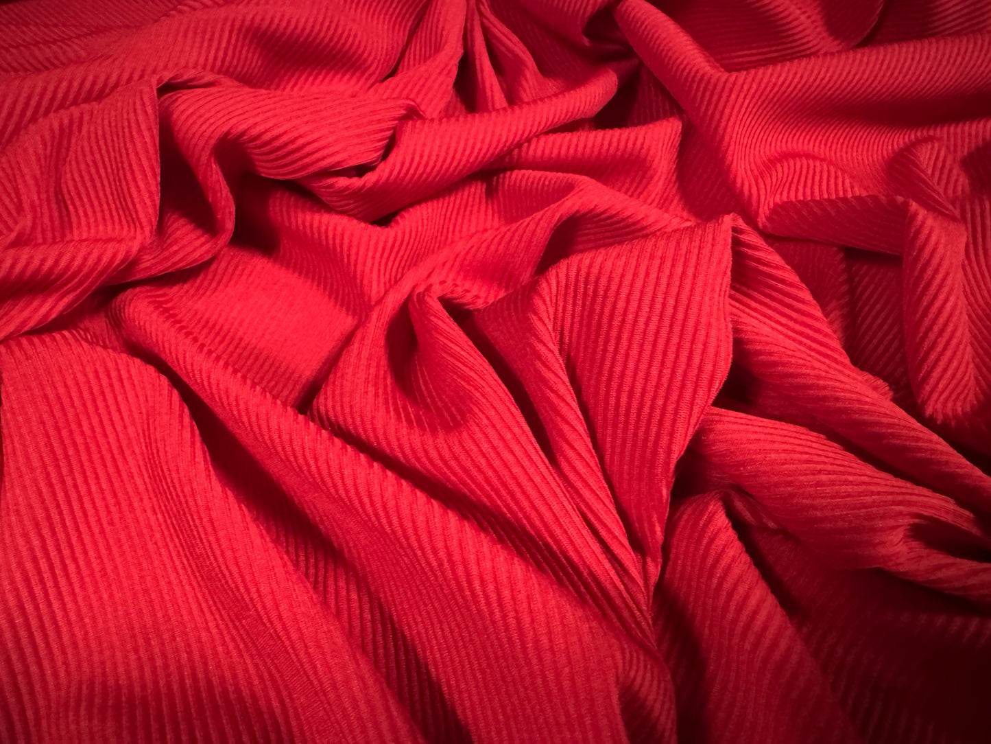 Stretch spandex finely ribbed jersey fabric, per metre - plain - bright red