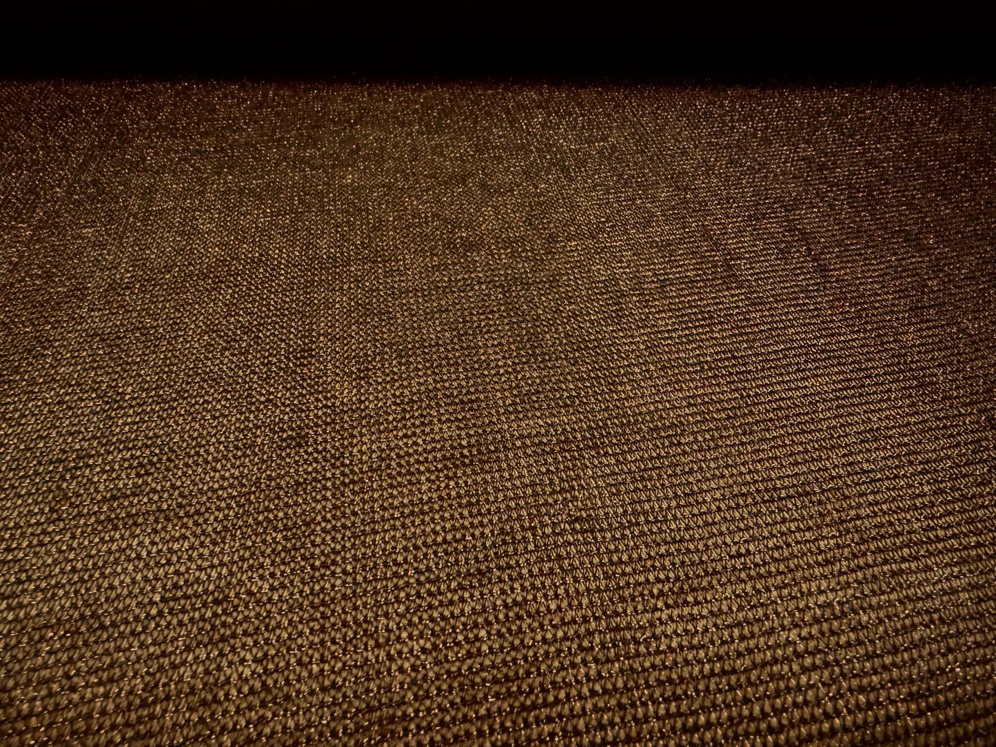 Metallic stretch chainmail mesh fabric, per metre - dark brown with copper lurex