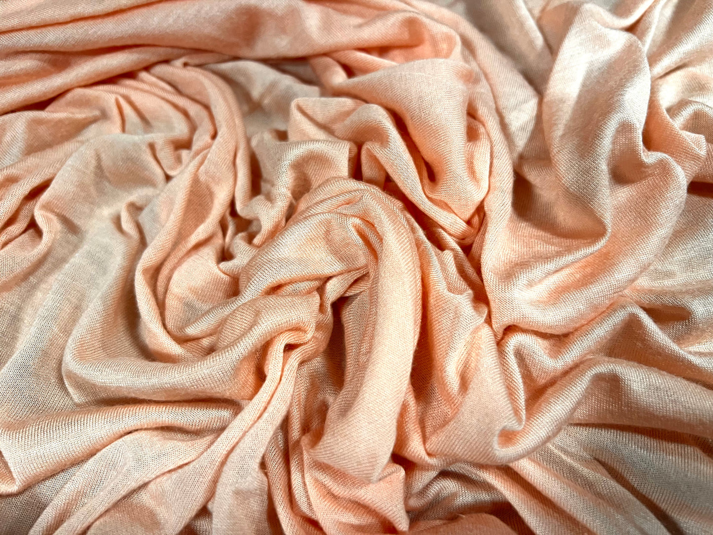 Lightweight viscose single jersey fabric, per metre - plain - peach pink