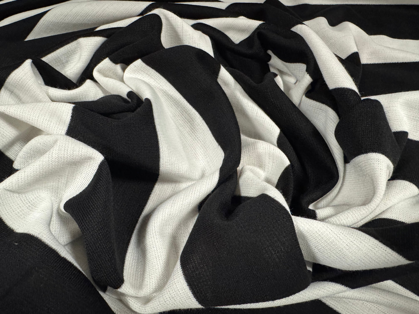 Knitwear jersey fabric, per metre - Rugby stripe - black & white