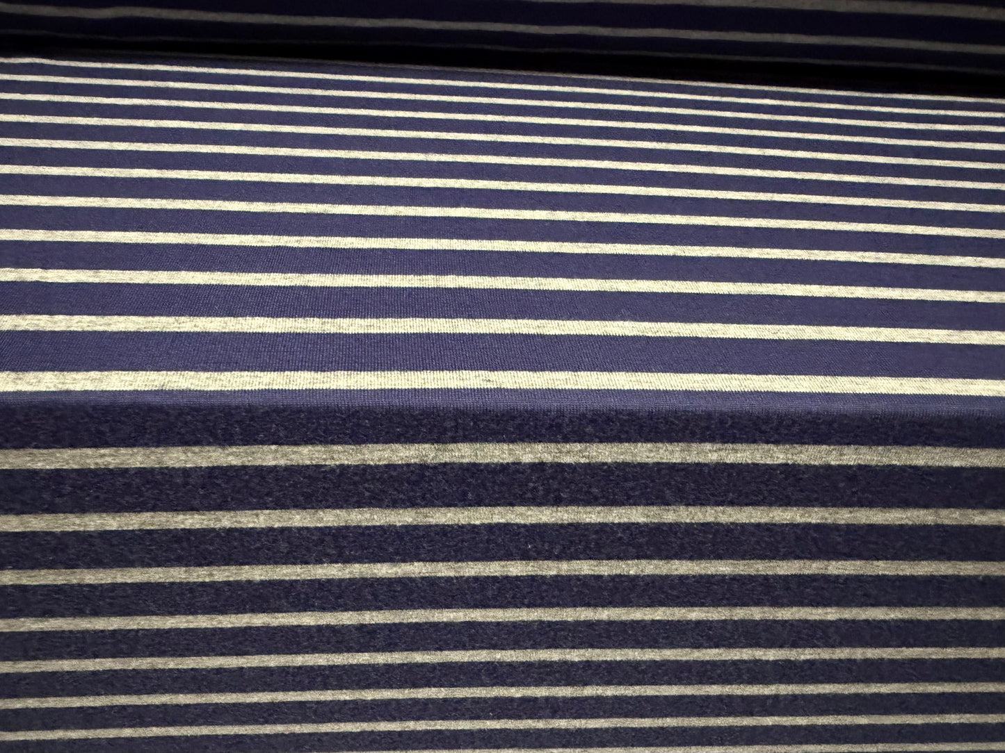 Viscose single jersey fashion fabric, per metre - stripe - Russian purple & grey marl