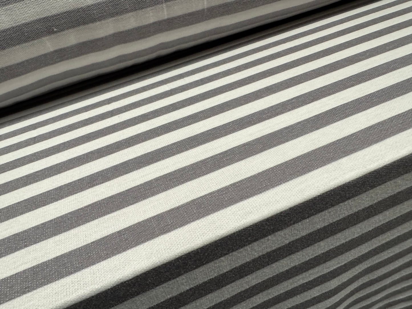 Soft handle French Terry loopback jersey fabric, per metre - Stripe - grey & white
