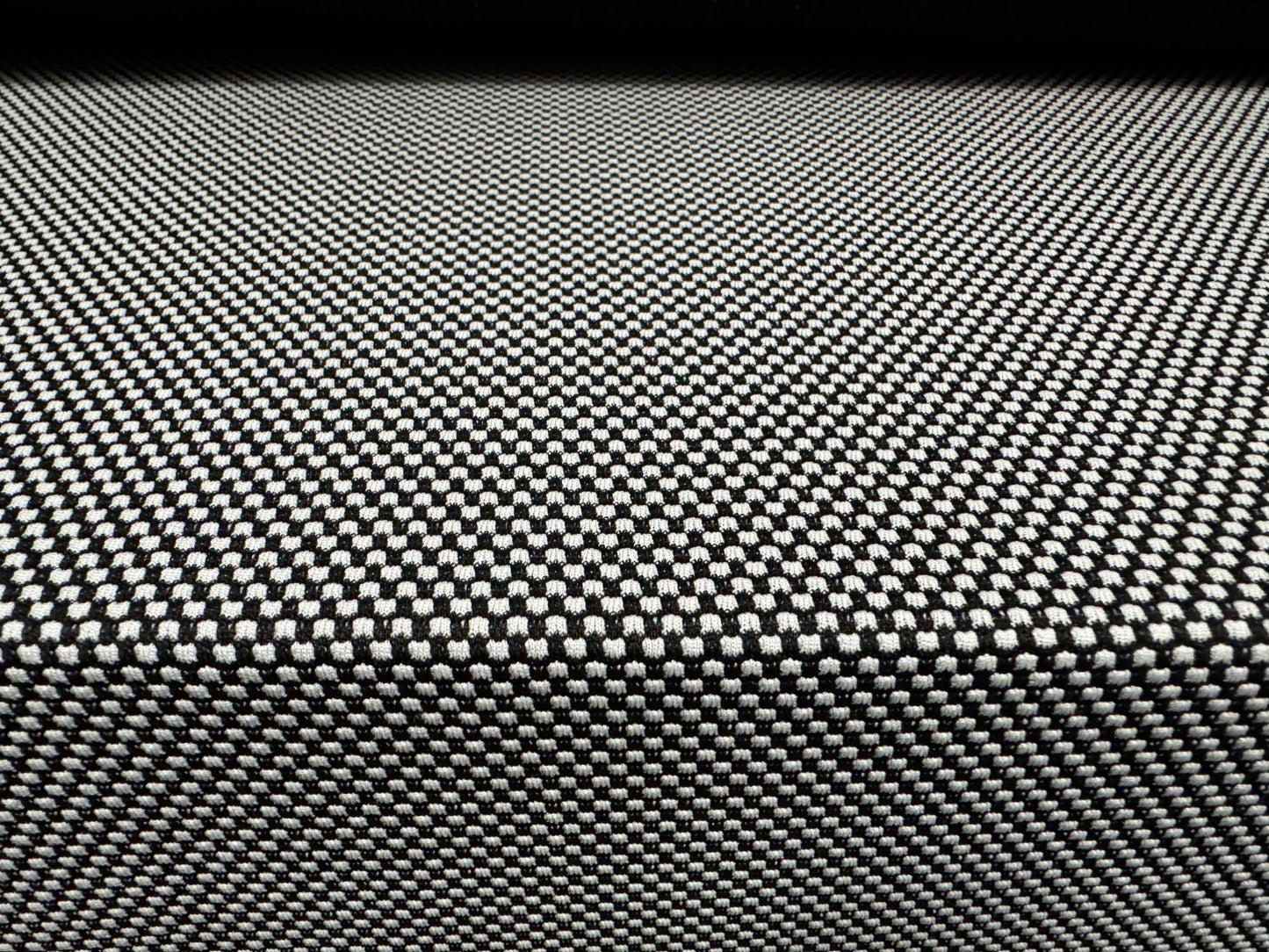 Double jersey knit stretch spandex fabric, per metre - salt & pepper dobby jacquard - black and white