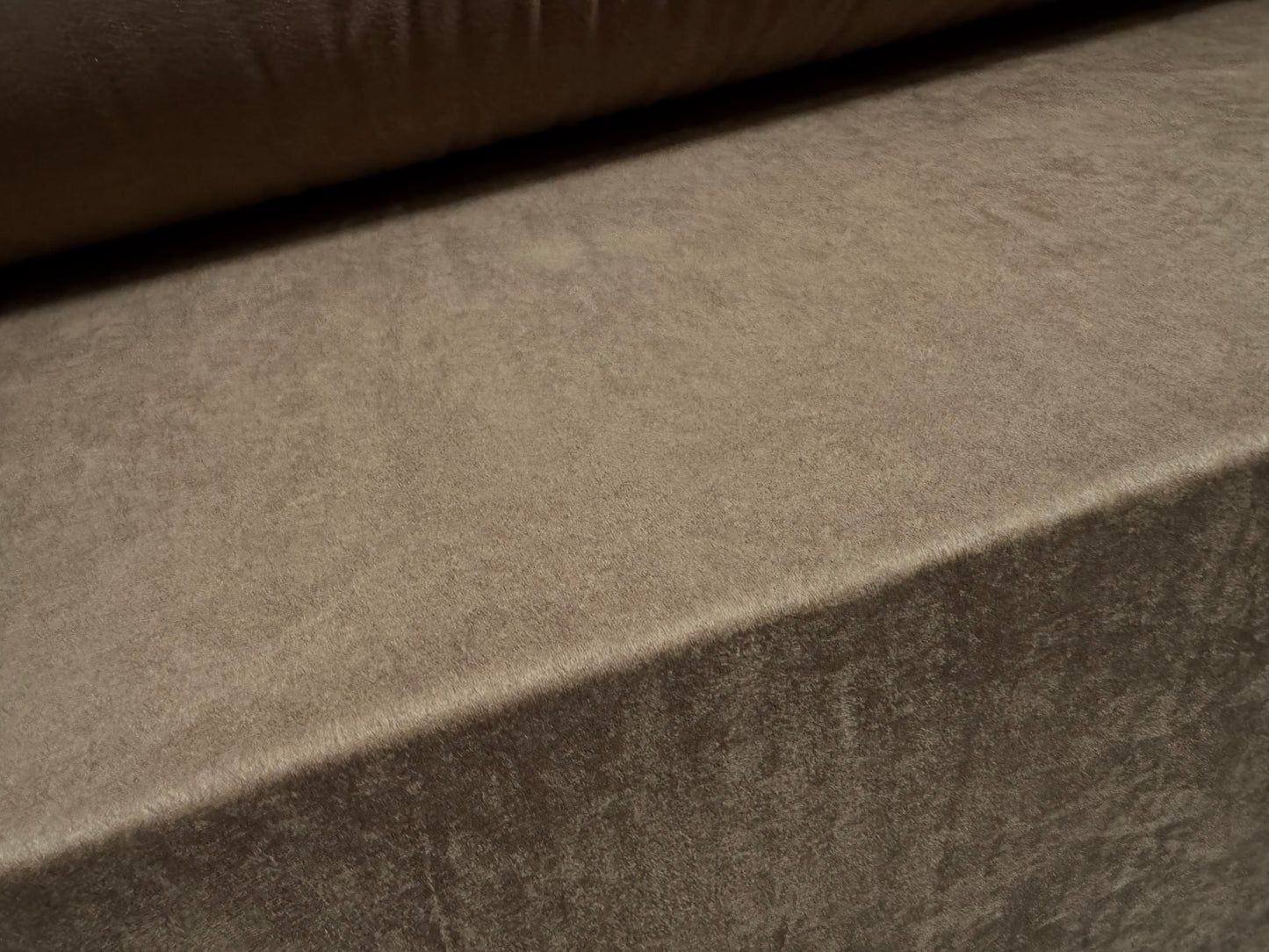 Faux suede stretch spandex jersey fabric, per metre - plain - taupe