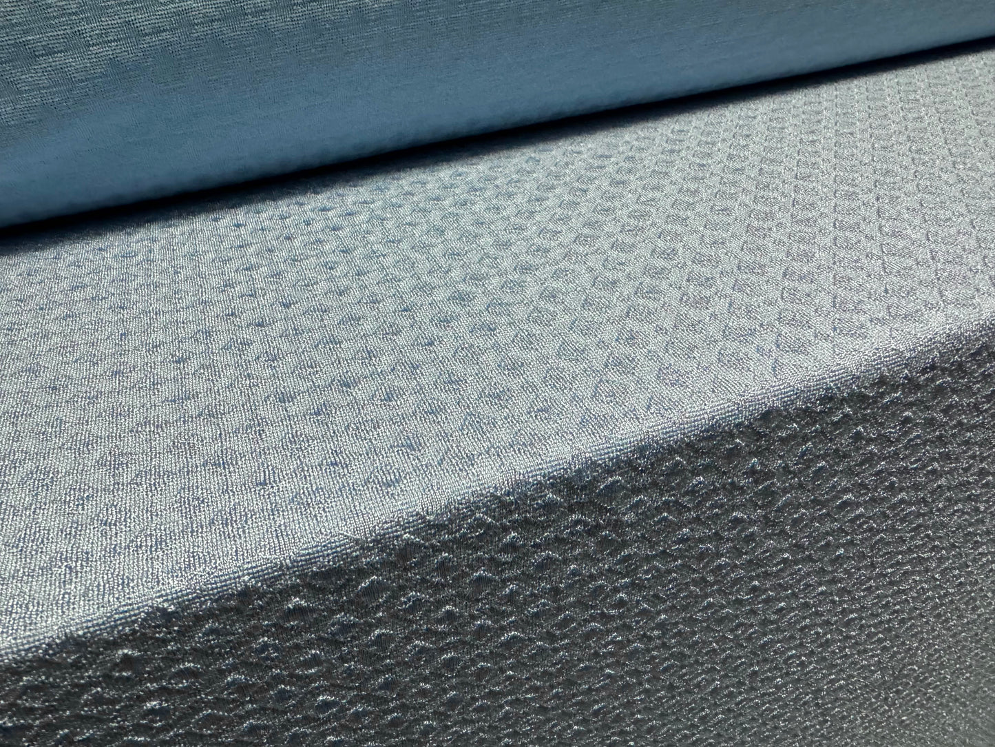 Stretch spandex jersey fabric, per metre - diamond jacquard - sky blue