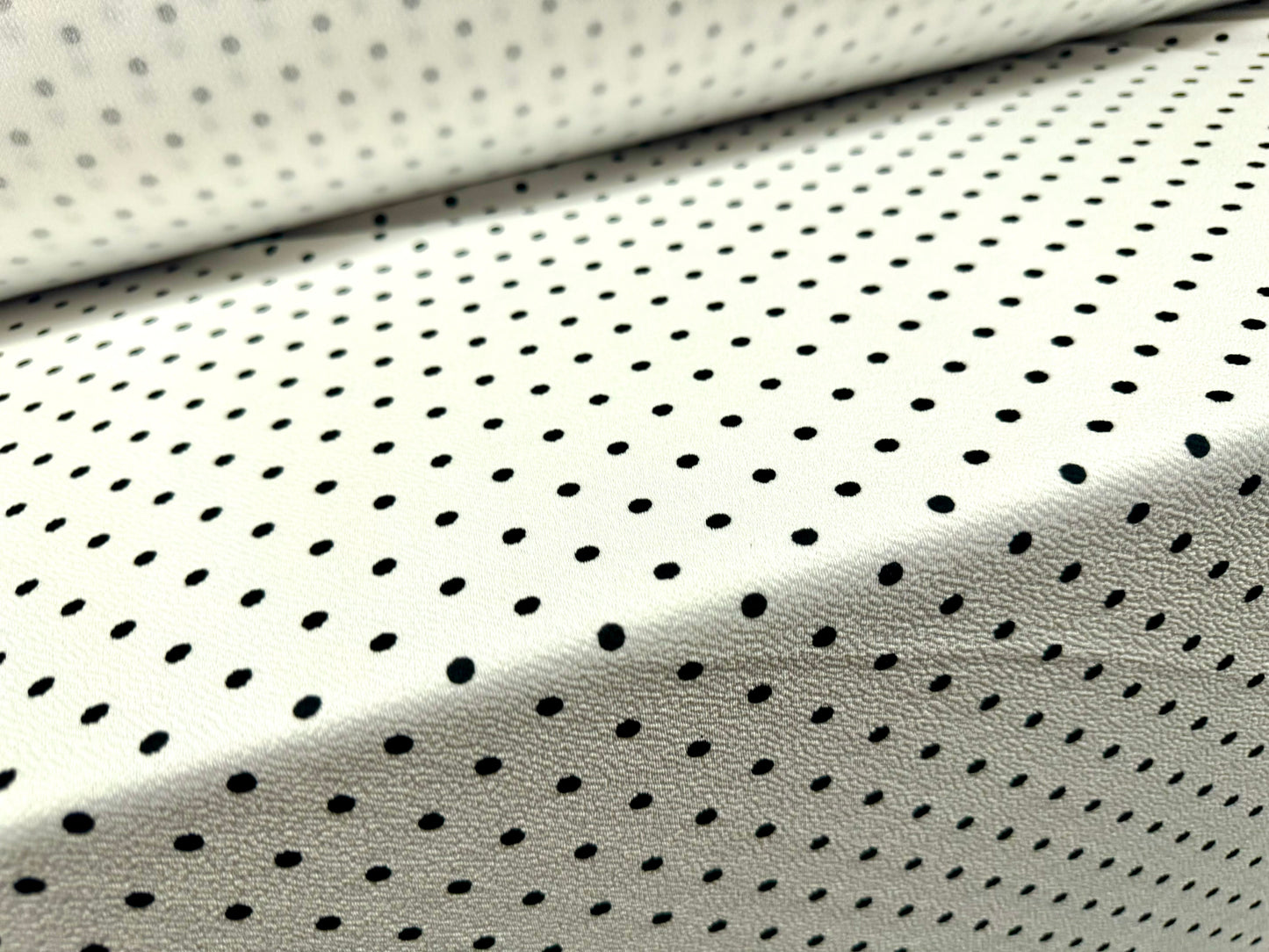 Scuba textured ‘Liverpool’ stretch spandex jersey fabric, per metre - spotty print - white & black