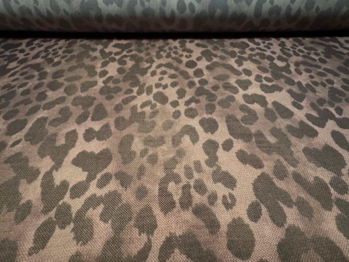 Power mesh net stretch spandex fabric, per metre - cheetah animal print - taupe
