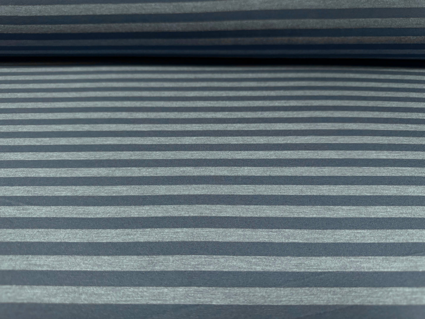 Viscose spandex stretch single jersey fabric, per metre - stripe - denim & powder blue