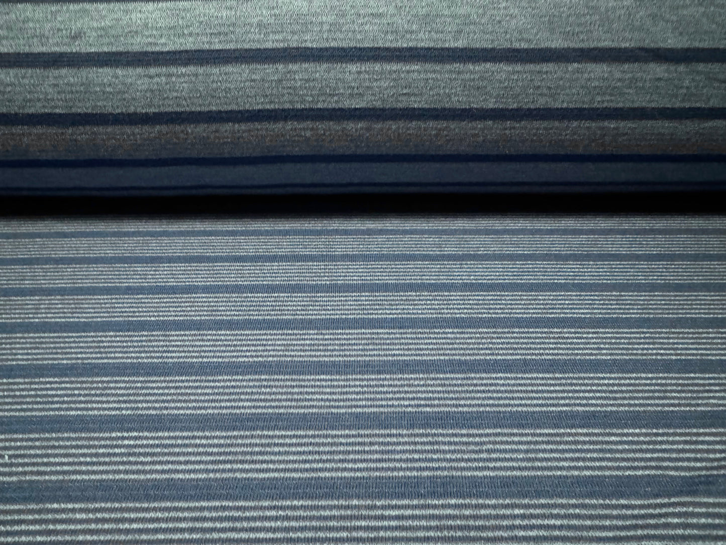 Stretch double jersey fabric, per metre - stripe- dual face - denim blue