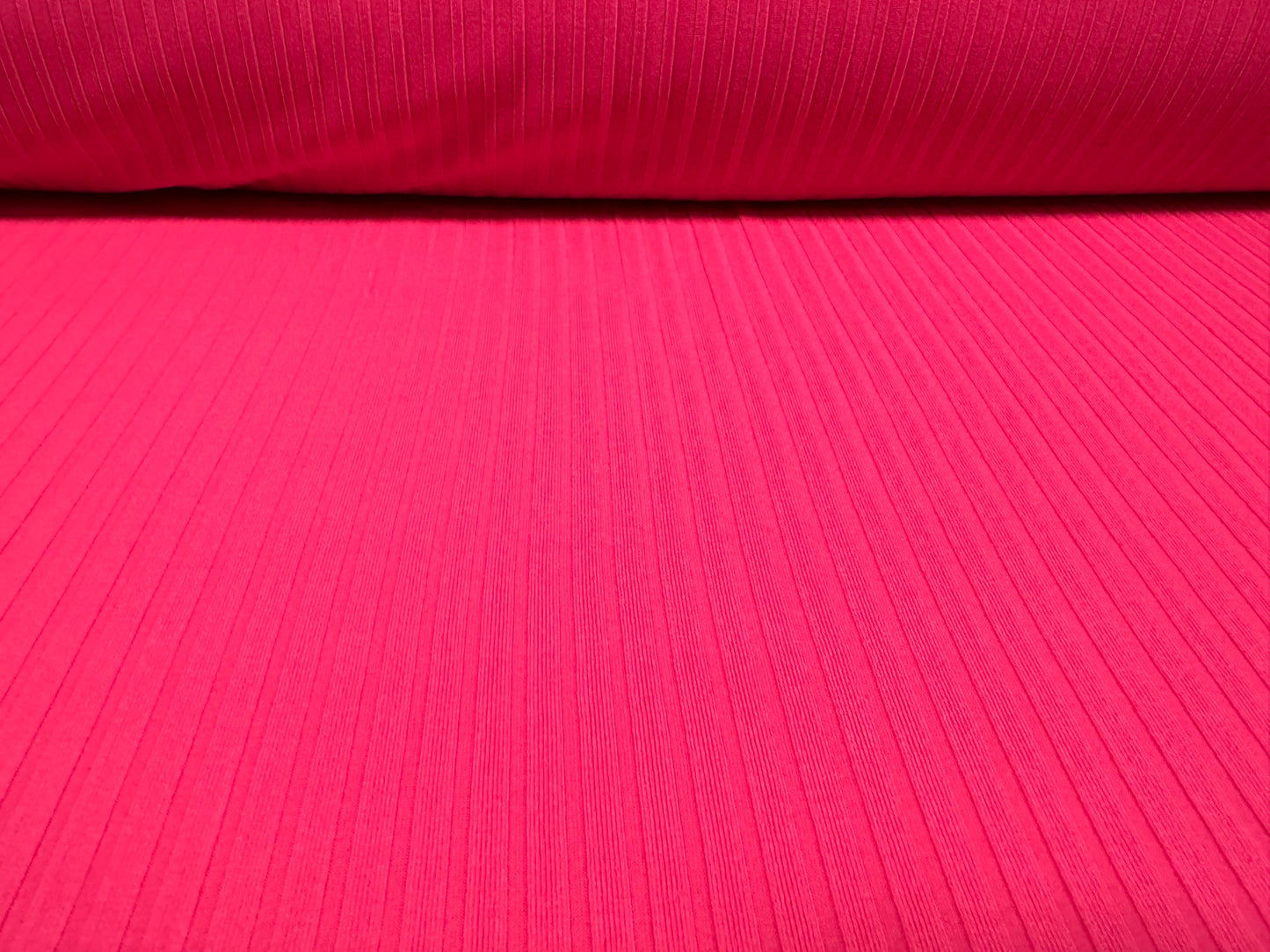 Stretch spandex rib jersey fabric, per metre - plain - fluorescent pink