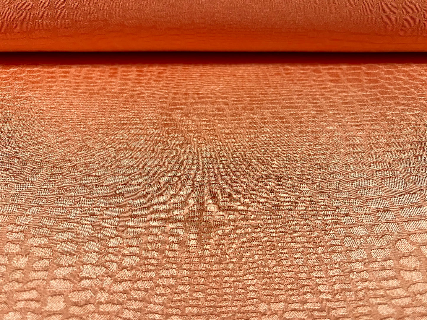 Slinky jersey Stretch spandex fabric, per metre - crocodile animal jacquard - peach
