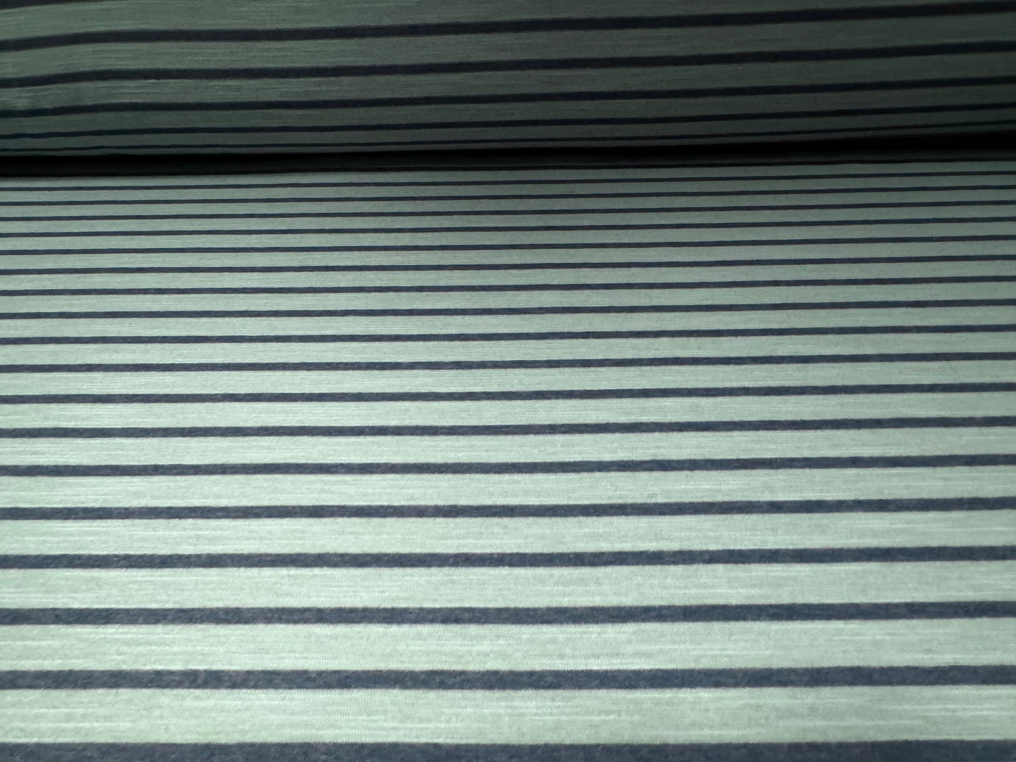 Soft handle slub single jersey fabric, per metre - stripe - duck egg & denim blue