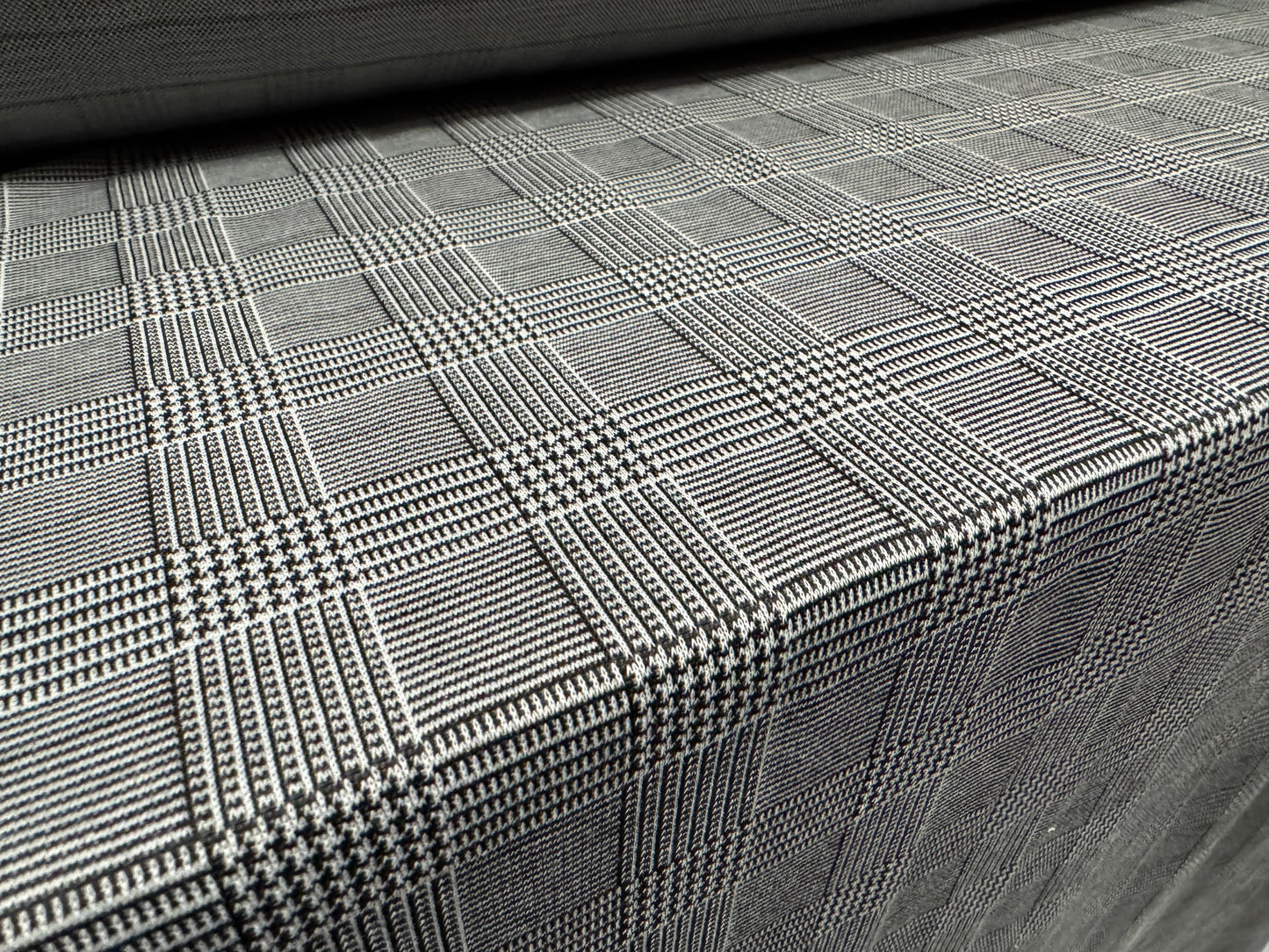 Double jersey fashion fabric, per metre - Prince Of Wales check jacquard - grey