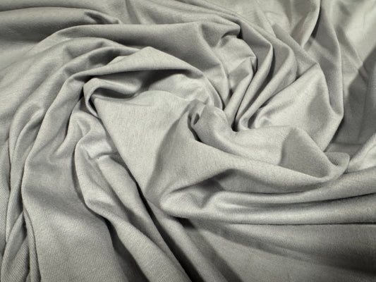 Cotton single jersey fabric, per metre - plain - light grey