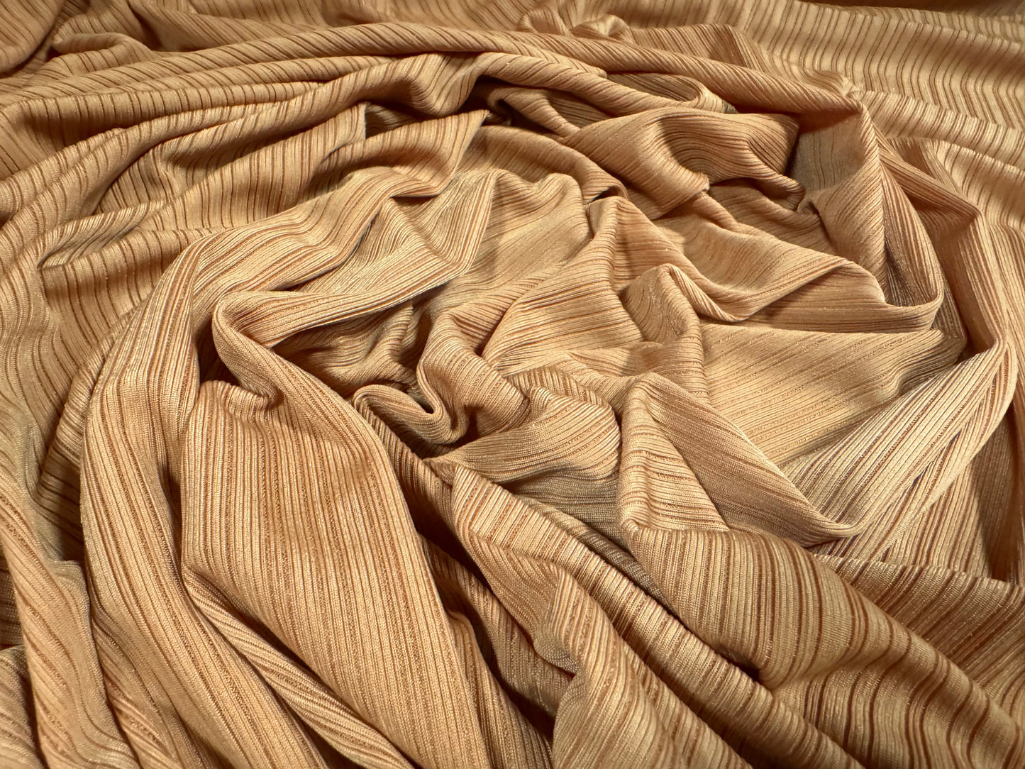 Fryce - variated stretch spandex rib jersey fabric, per metre - plain - caramel