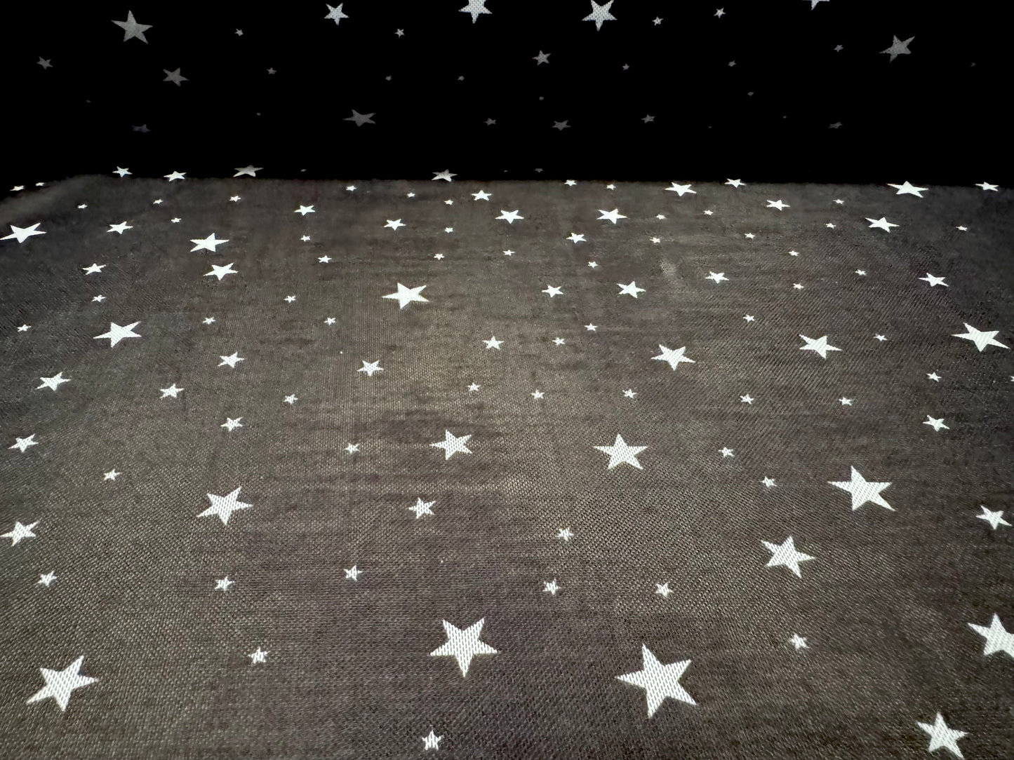 Power mesh net stretch spandex fabric, per metre - stars print - black & white