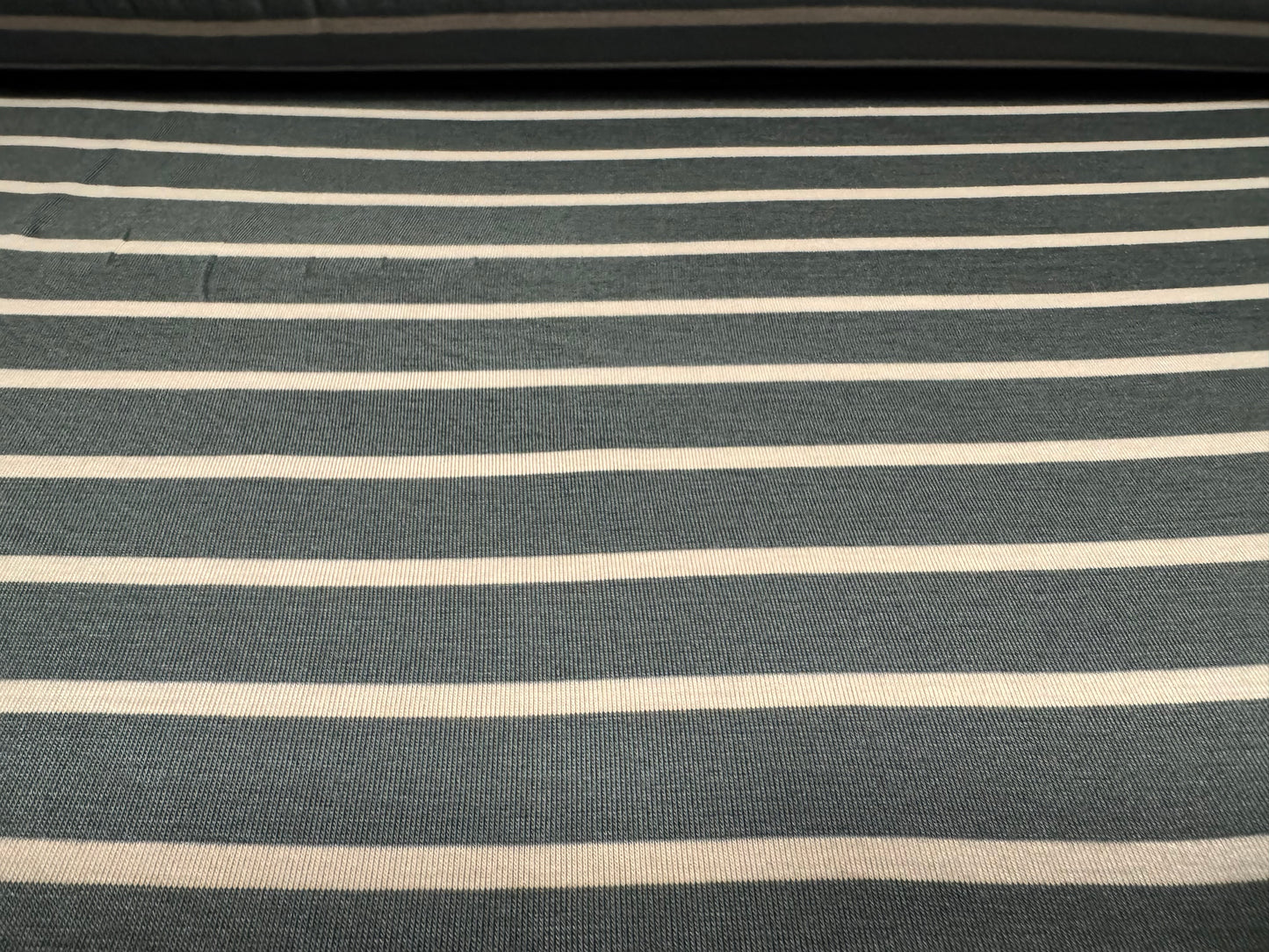 Viscose spandex stretch single jersey fabric, per metre - stripe - grey & cream