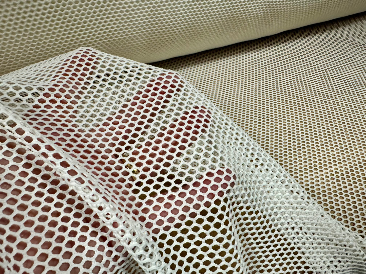 Fishnet stretch spandex mesh jersey fabric, per metre - plain - ivory