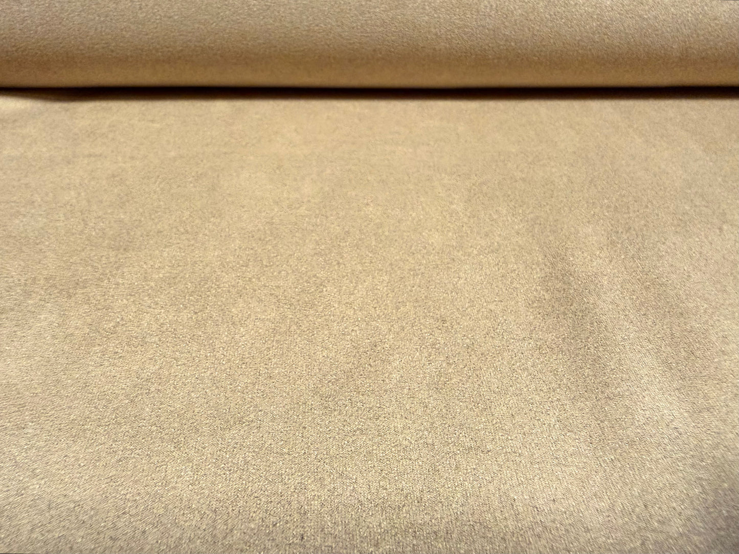 Faux suede stretch spandex jersey fabric, per metre - plain - light brown
