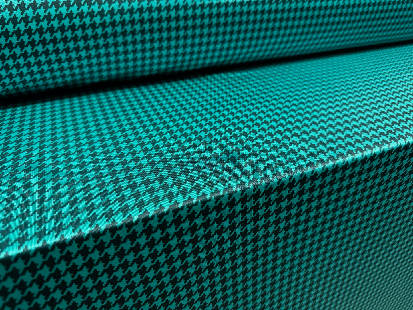 Disco stretch single jersey fabric, per metre - houndstooth print - caribbean turquoise