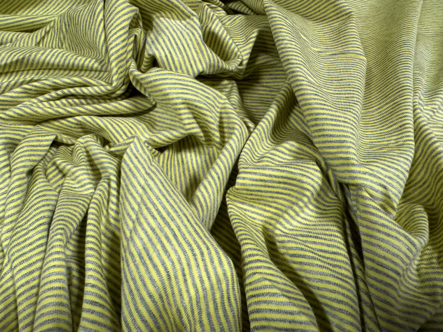 Viscose spandex stretch single jersey fabric, per metre - pinstripe - gooseberry green