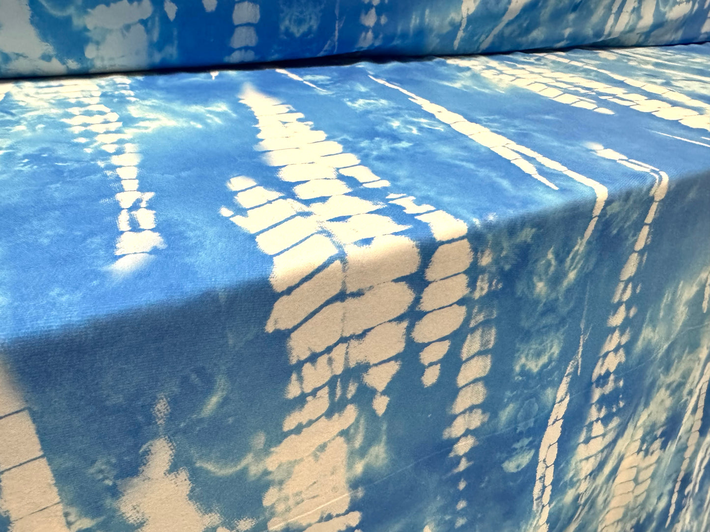 Matt swimwear stretch spandex jersey fabric, per metre - stylised crocodile print - sky blue