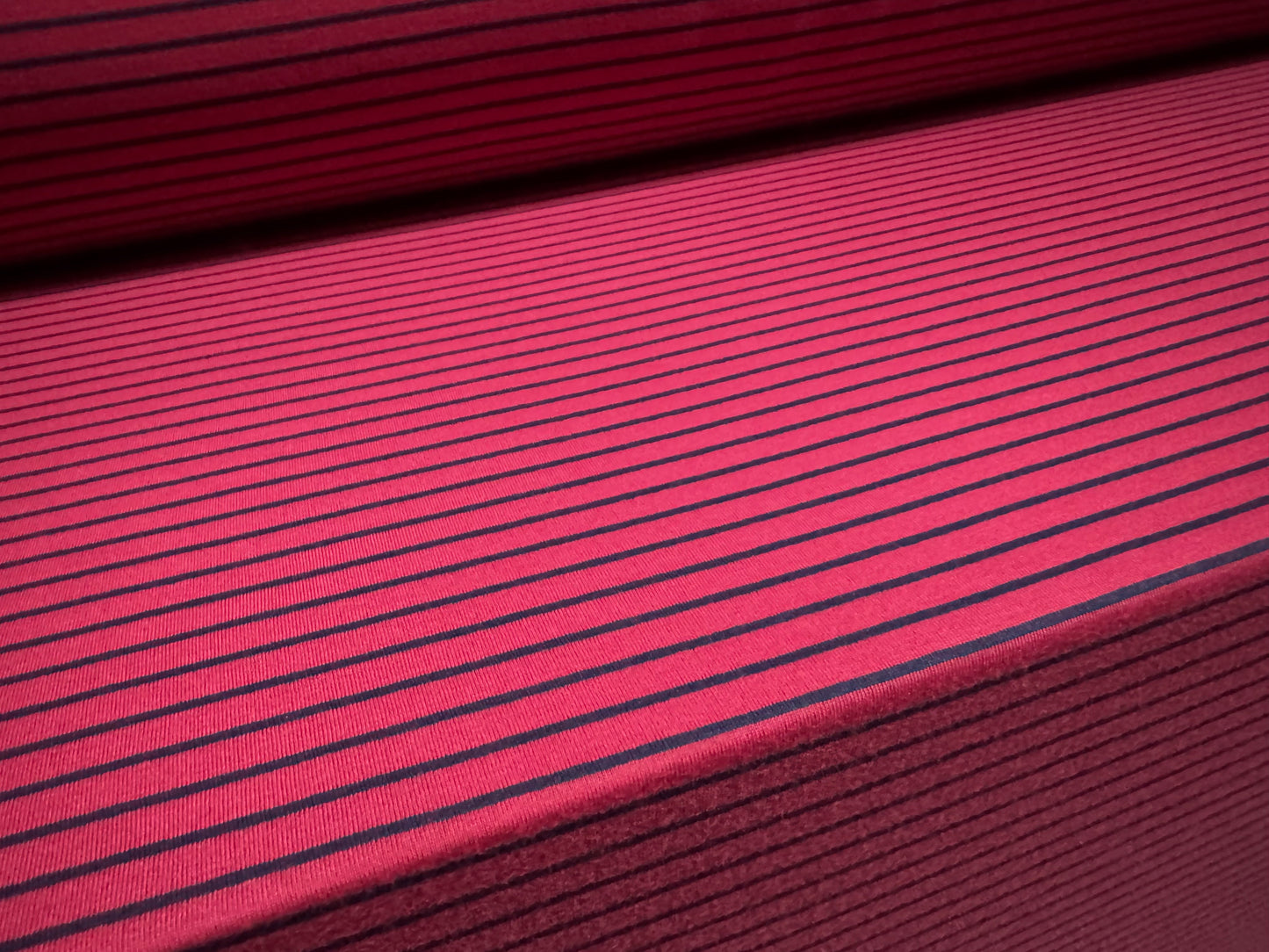 Viscose single jersey fashion fabric, per metre - stripe - fuchsia & navy