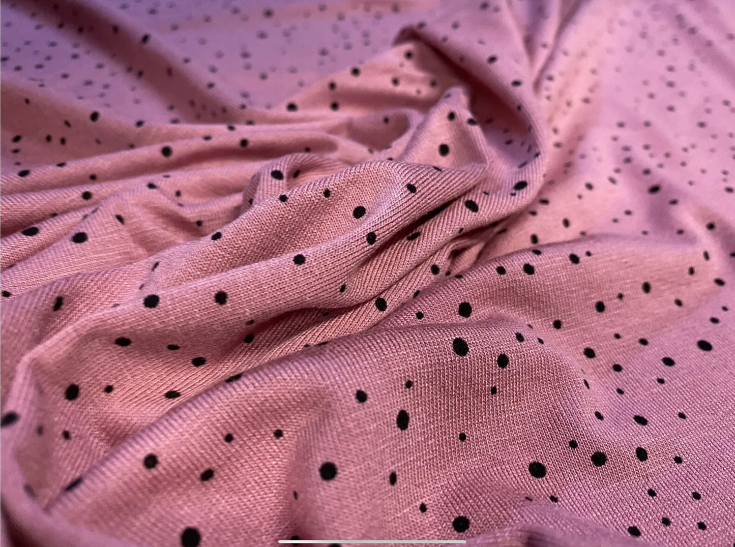 Viscose spandex stretch single jersey fabric, per metre - spotty print - dusky pink