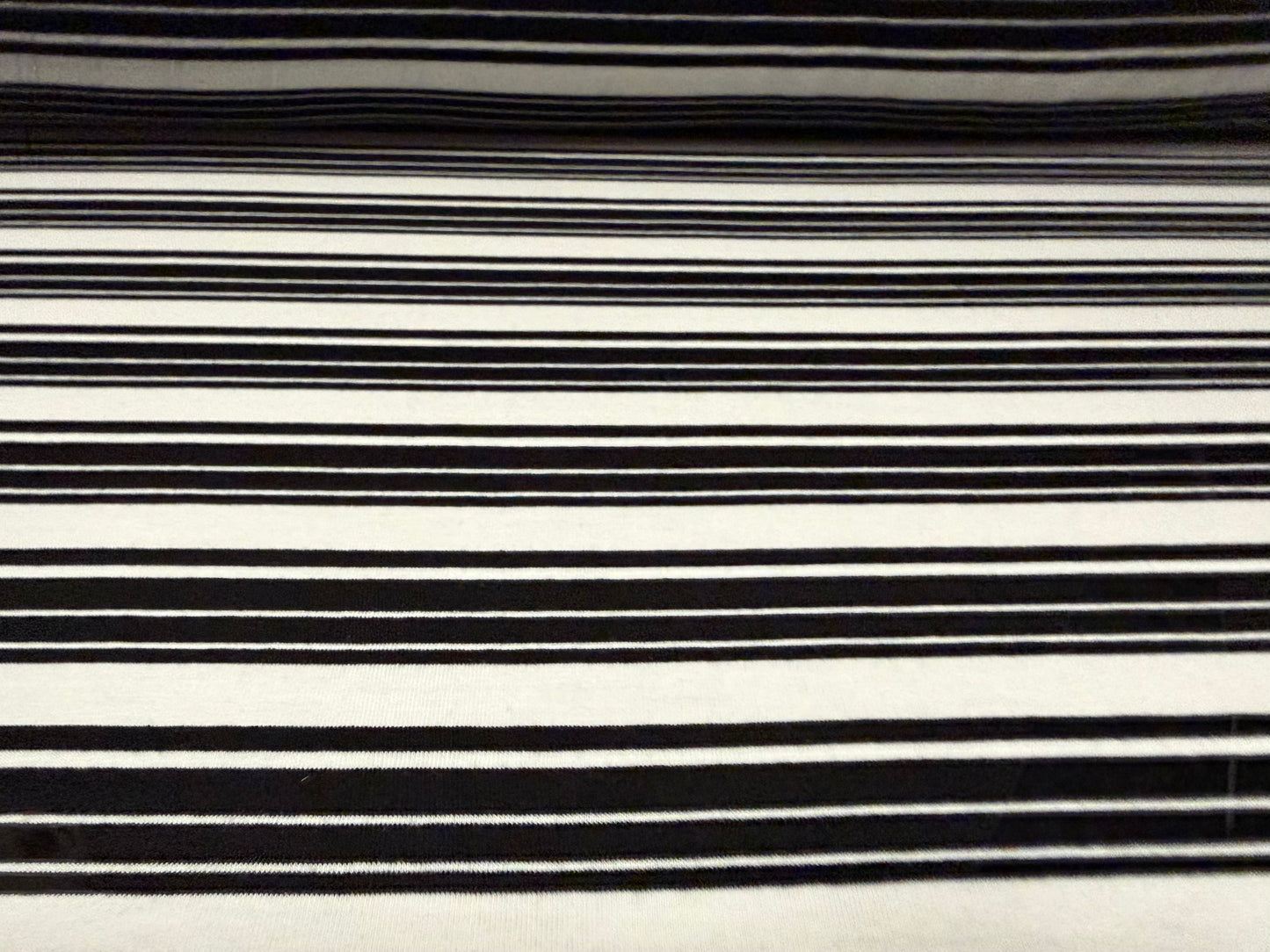 Viscose spandex stretch single jersey fabric, per metre - stripes - black & white