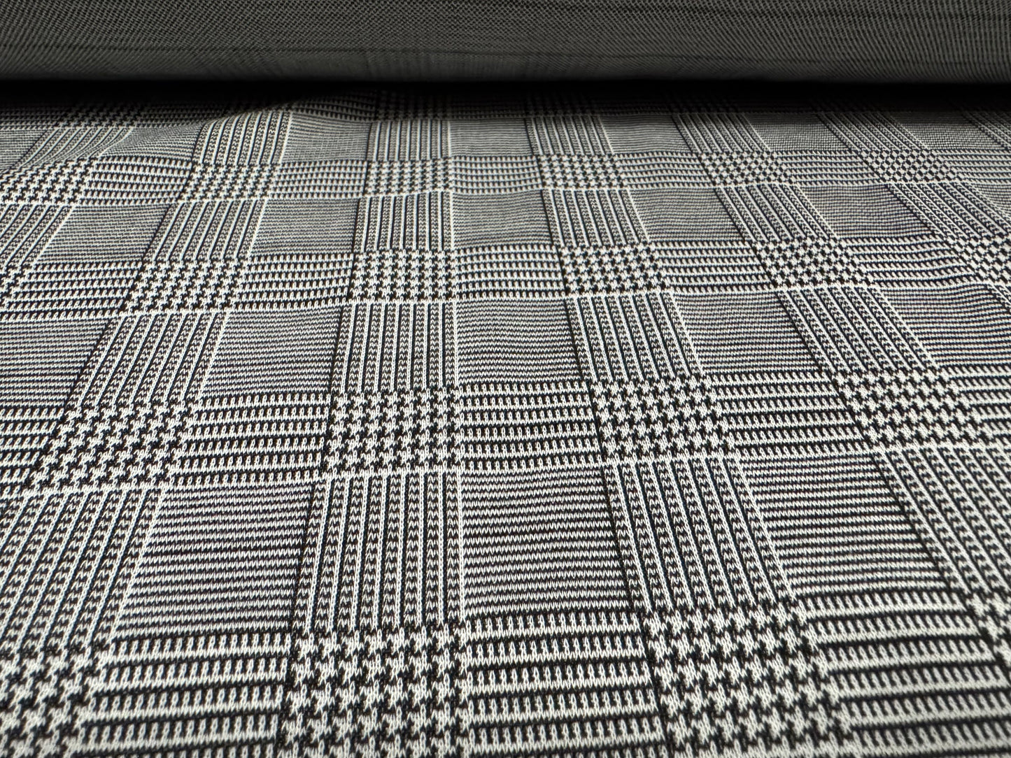 Double jersey fashion fabric, per metre - Prince Of Wales check jacquard - grey