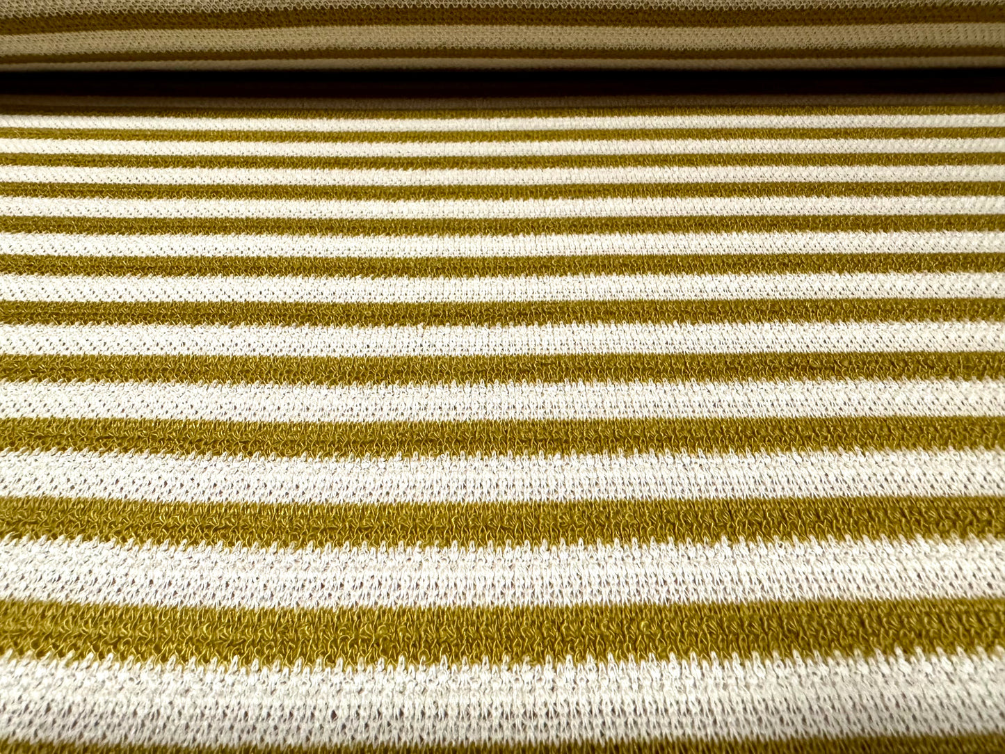 Knitwear jersey fabric, per metre - stripe - mustard & cream