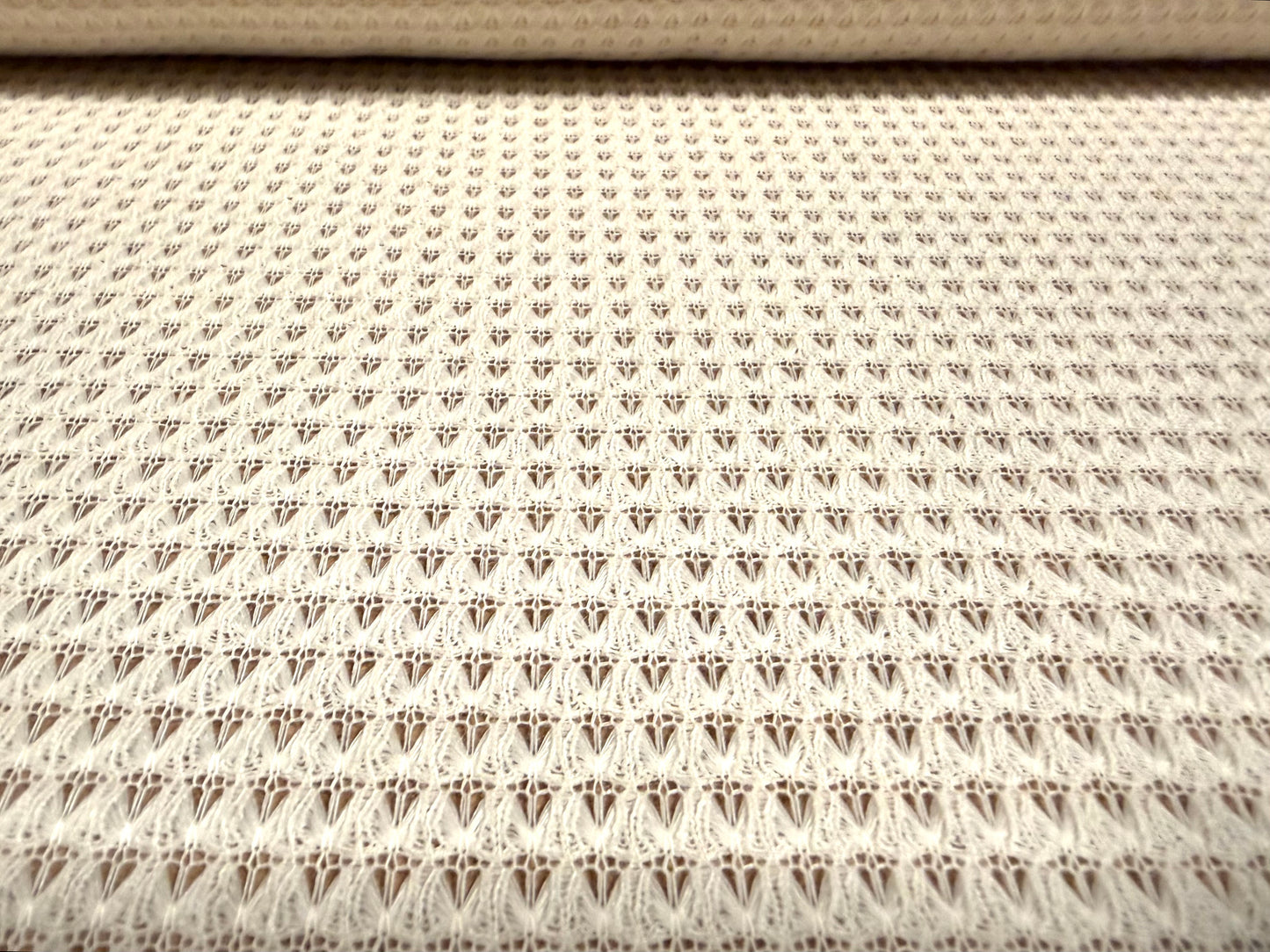 Crochet knit jersey fabric, per metre - plain - cream