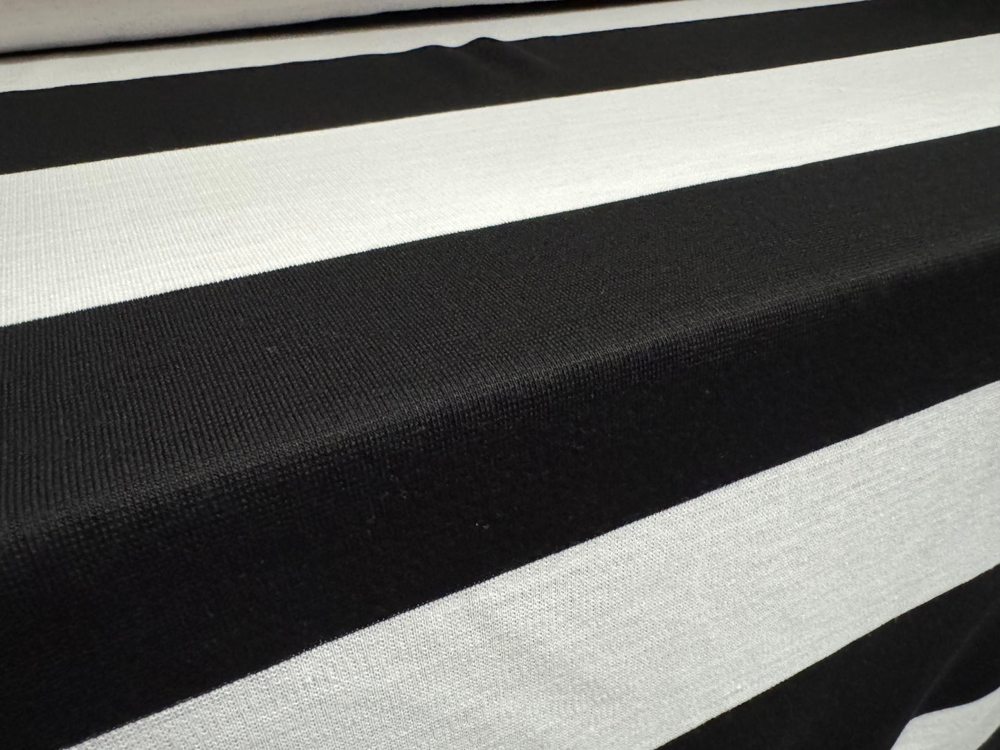 Knitwear jersey fabric, per metre - Rugby stripe - black & white