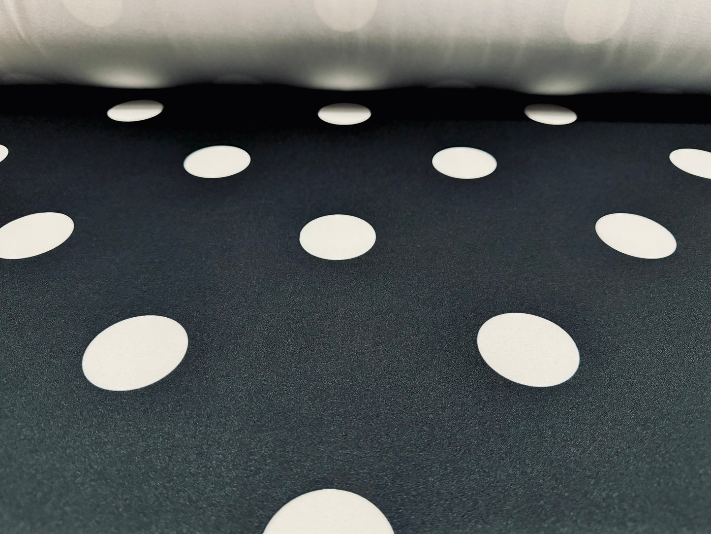 Scuba crepe stretch spandex jersey fabric, per metre - jumbo polka dot print - black & white