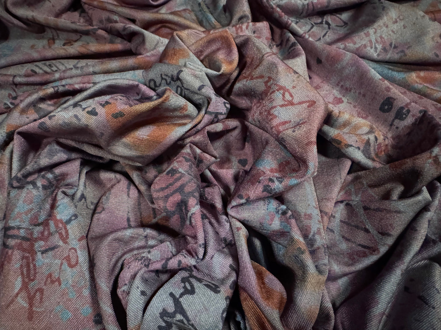 Finely textured stretch spandex Jersey fabric, per metre - fashion print no.2 - grey & pink