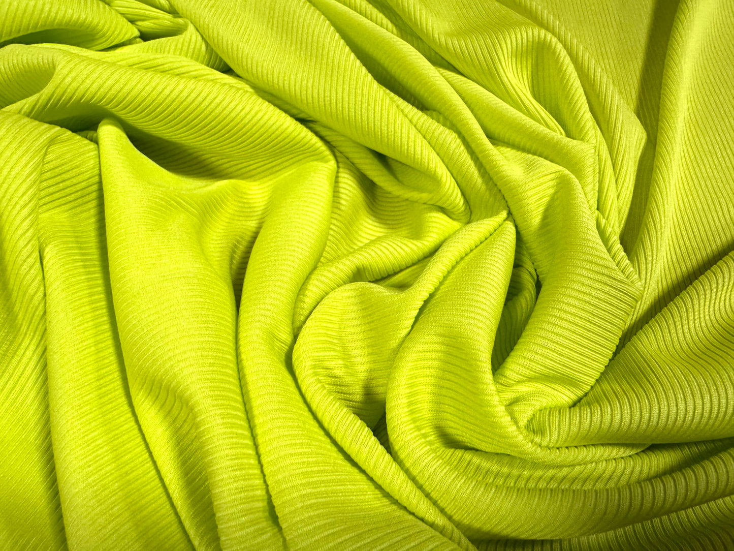 Stretch spandex rib jersey dress fabric, per metre - plain - lime