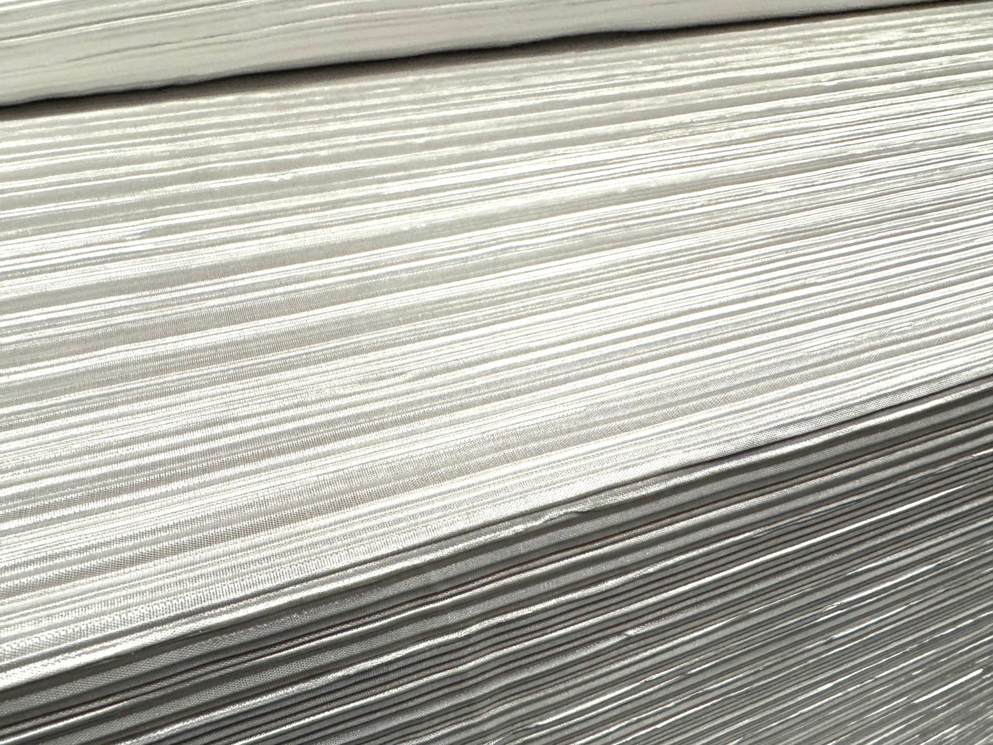 Plissé stretch spandex pleated satin dress fabric, per metre - plain - white