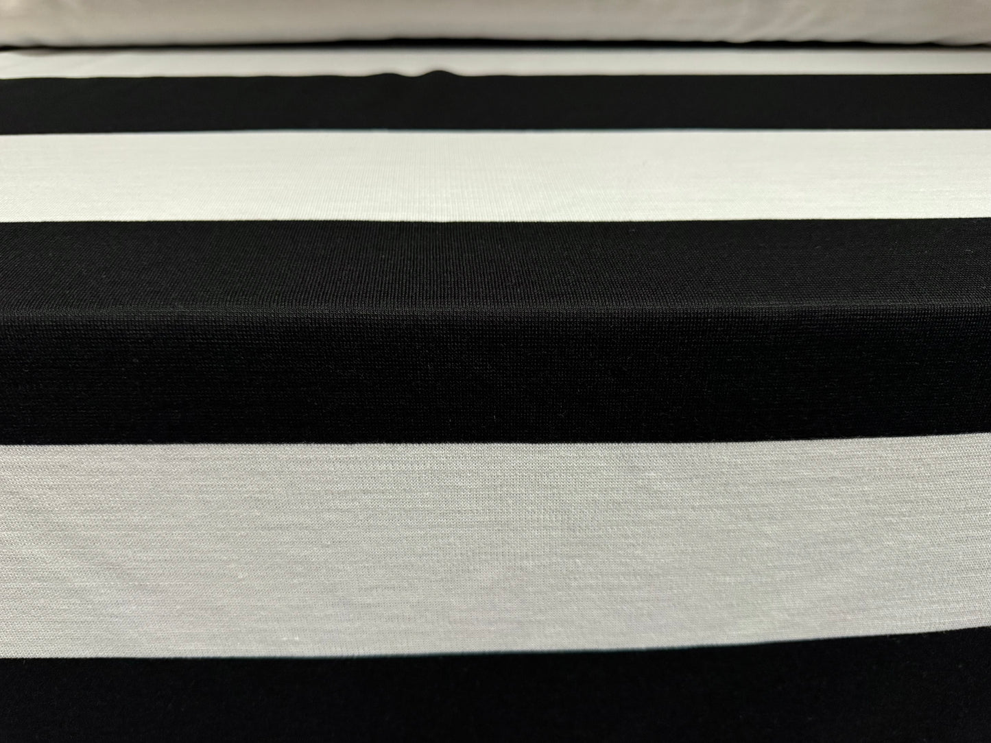 Knitwear jersey fabric, per metre - Rugby stripe - black & white