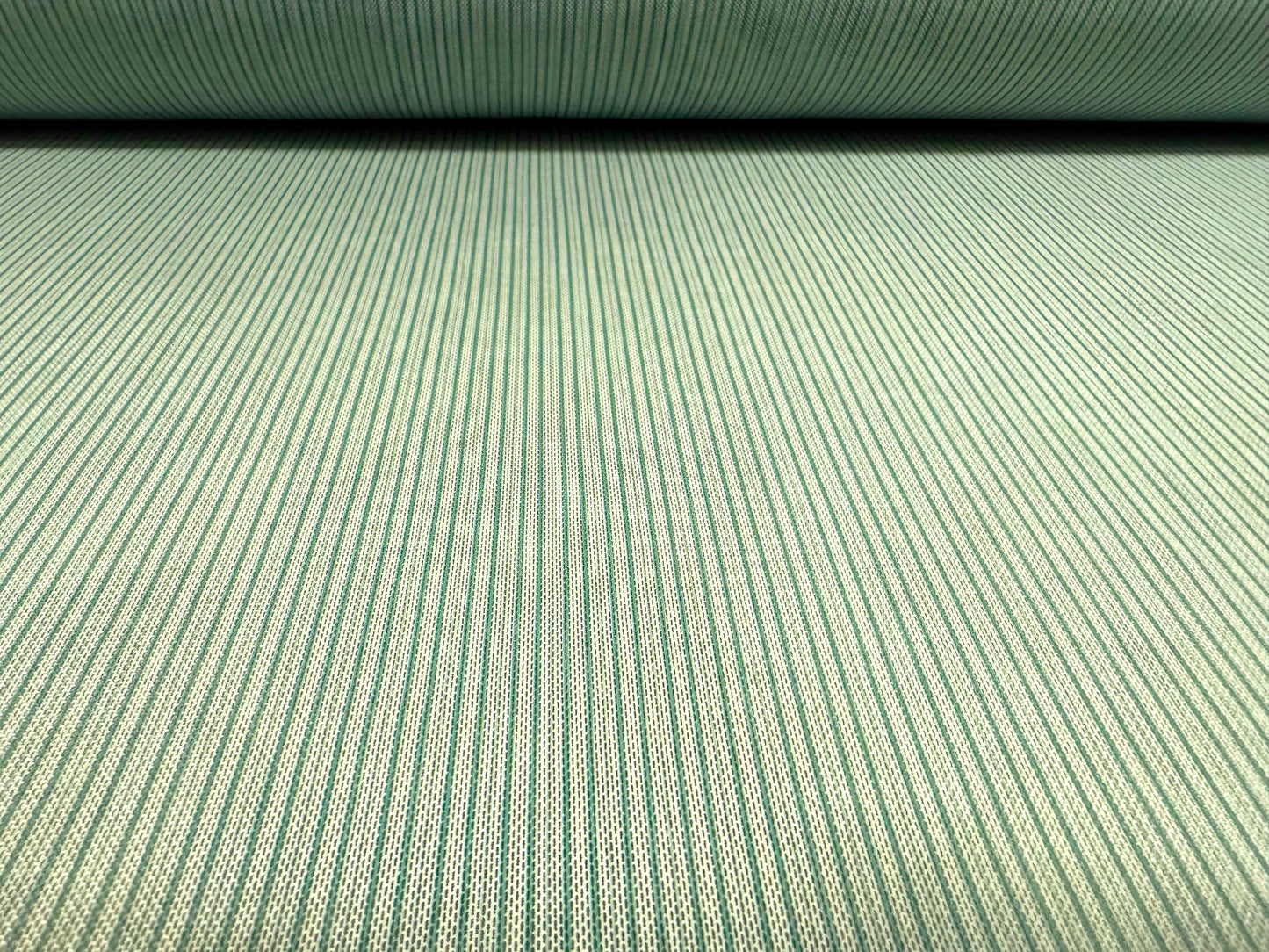 Power mesh net stretch spandex fabric, per metre - pinstripe print - mint green
