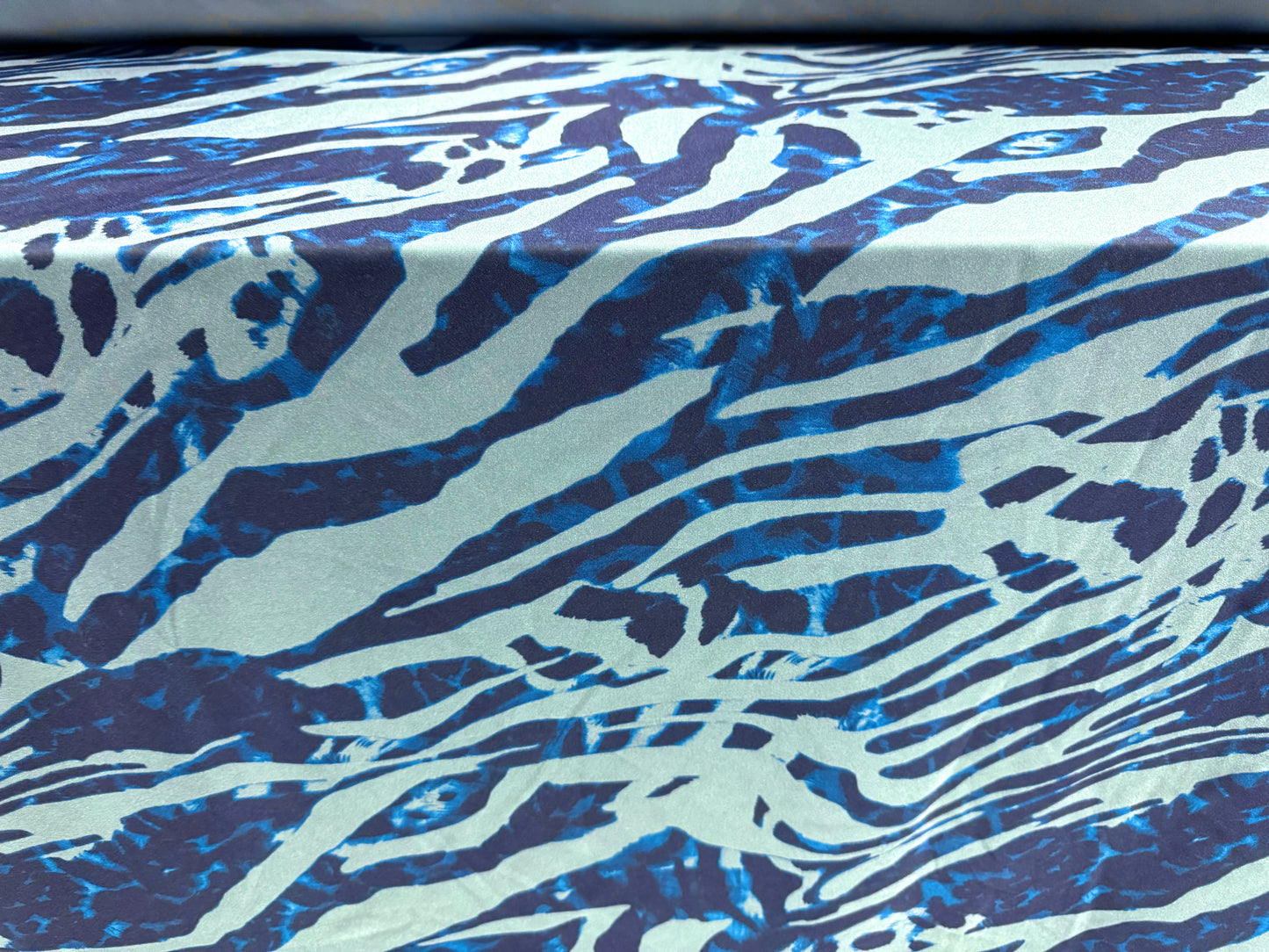 Yoga stretch spandex jersey fabric, per metre - stylised animal print - blue