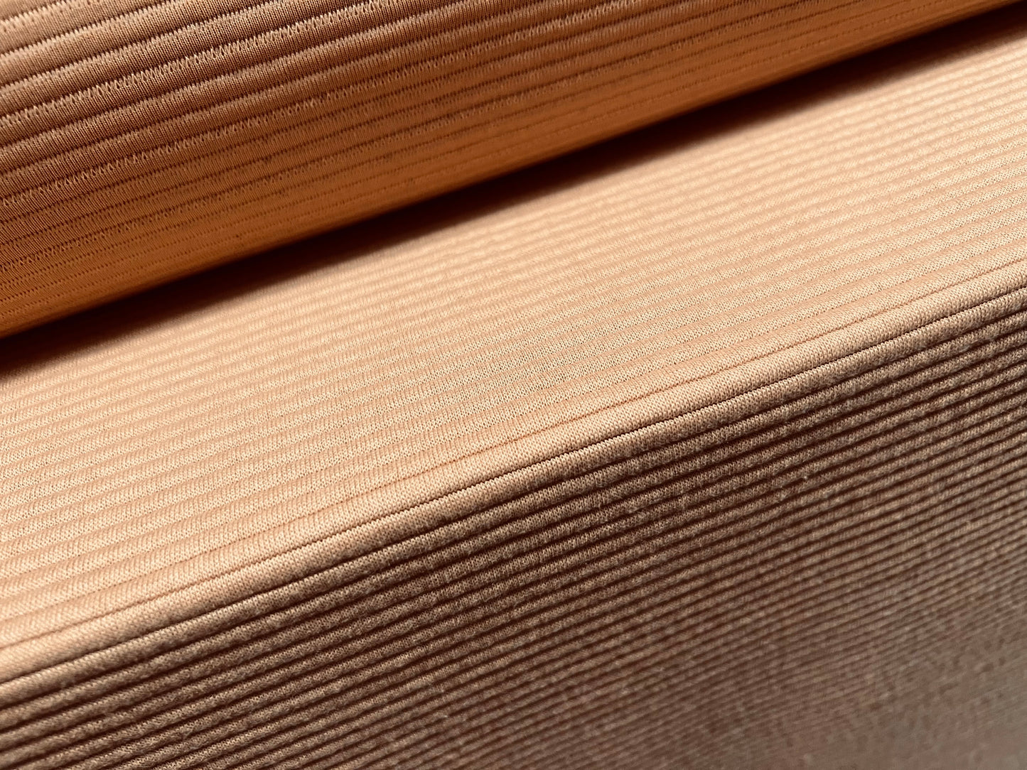 Jumbo ottoman rib spandex jersey fabric, per metre - plain - camel