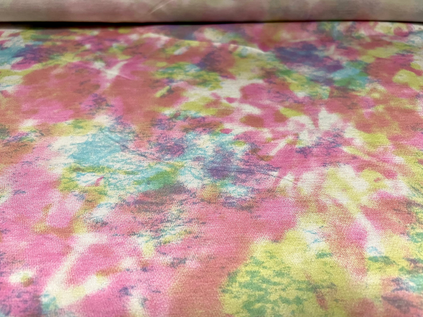 Viscose spandex stretch single jersey fabric, per metre - tie dye print - multicolour