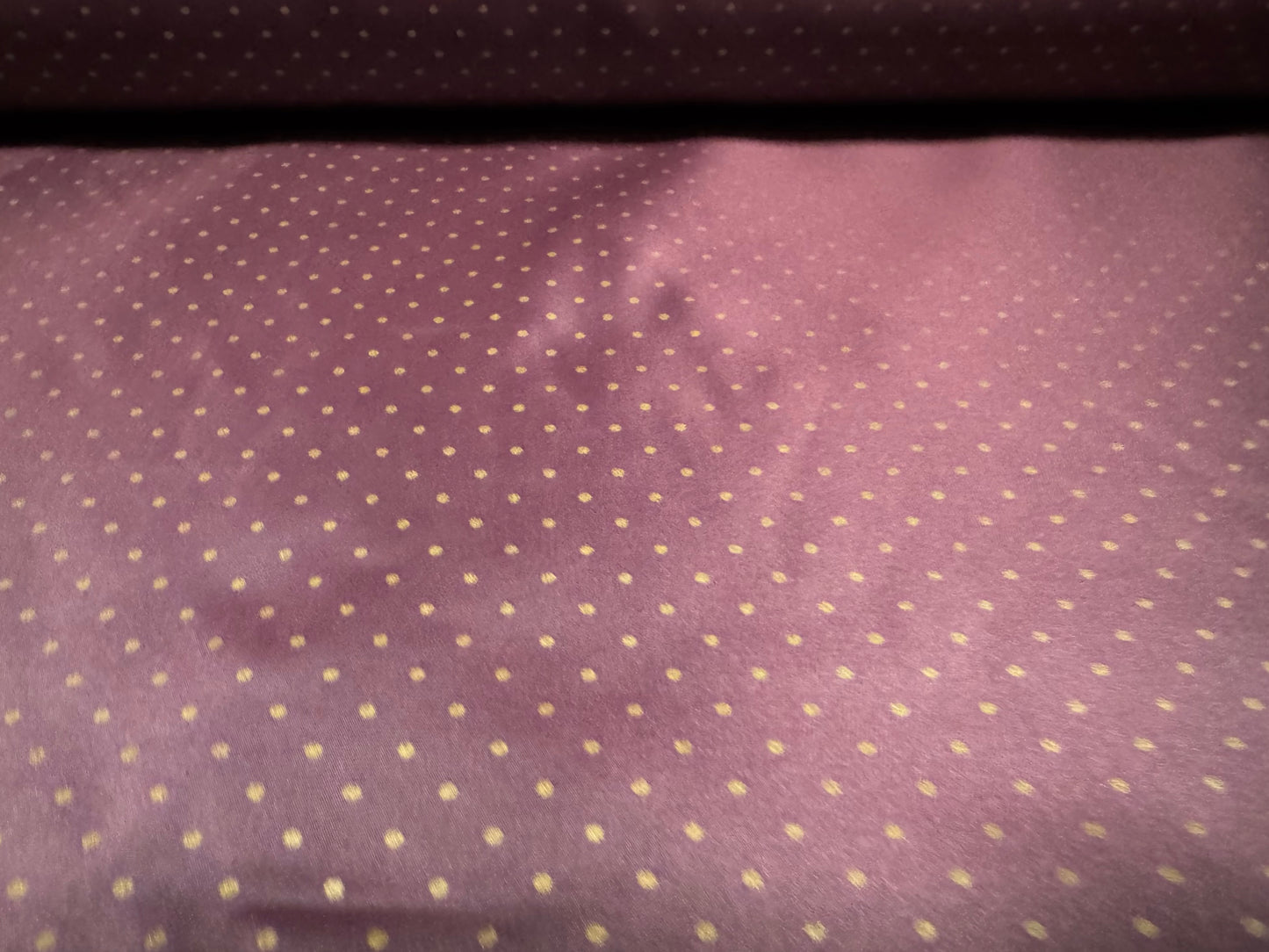 Taffeta faux silk fabric, per metre - spot print - mauve & gold
