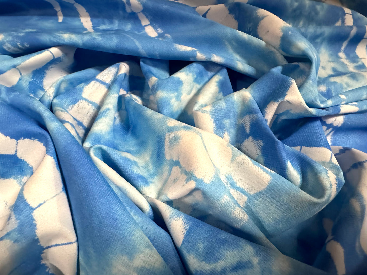 Matt swimwear stretch spandex jersey fabric, per metre - stylised crocodile print - sky blue