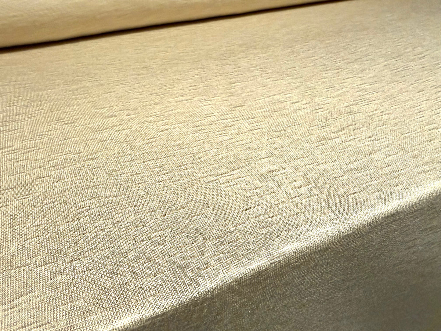 Metallic viscose single jersey fabric, per metre - slub - light gold & cream