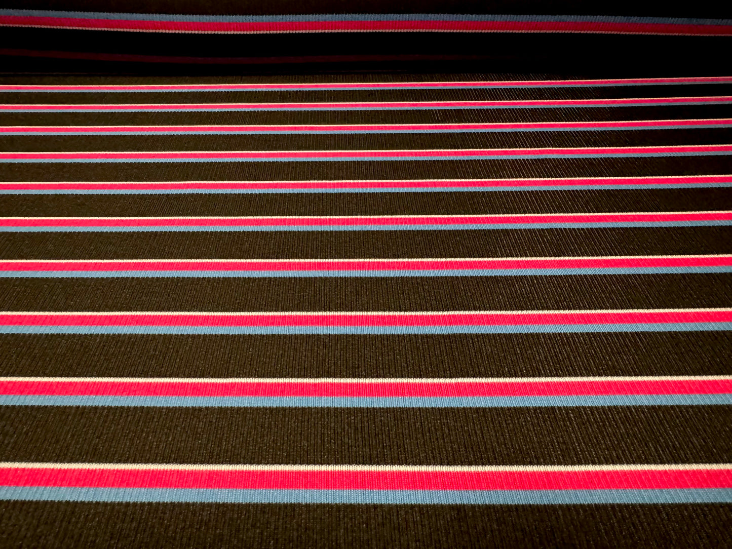 Stretch Spandex rib jersey fabric, per metre - stripe - black cerise & blue